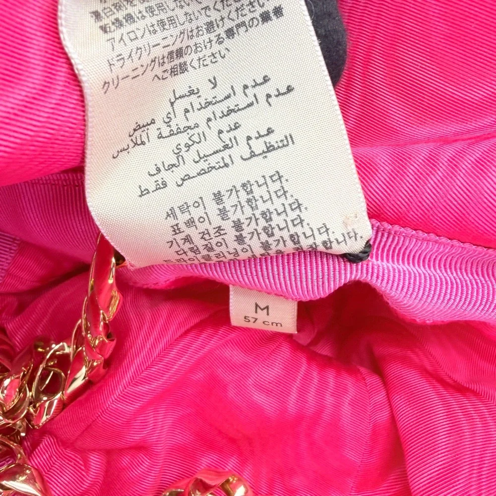 Gucci Pink Elevation Clock Bucket Chain Hat M NWT